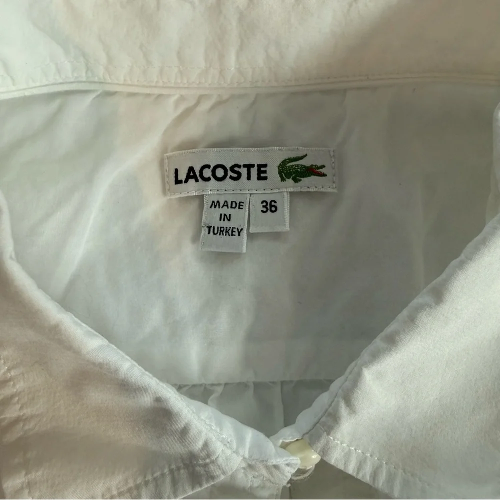 Lacoste Classic White Button-Up Tunic with Belt, Size 36 (S), 100% Cotton - Picture 13 of 14